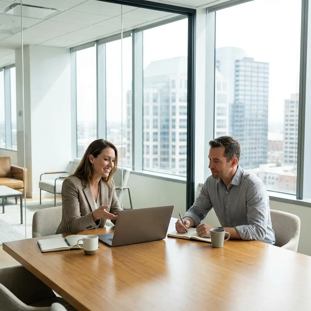 Business leaders reviewing financial plans in a CFO meeting